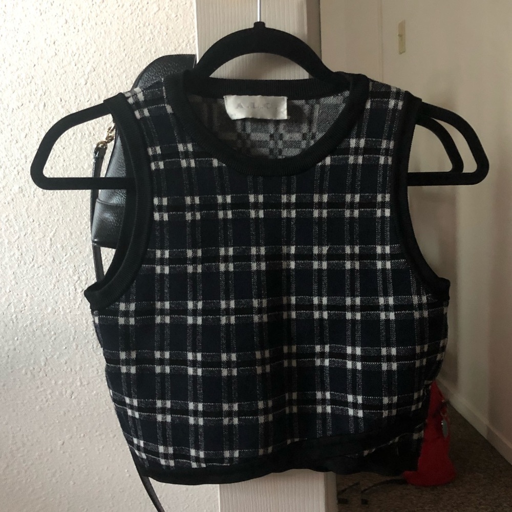 ALC Plaid Criss Cross Plaid Crop Top